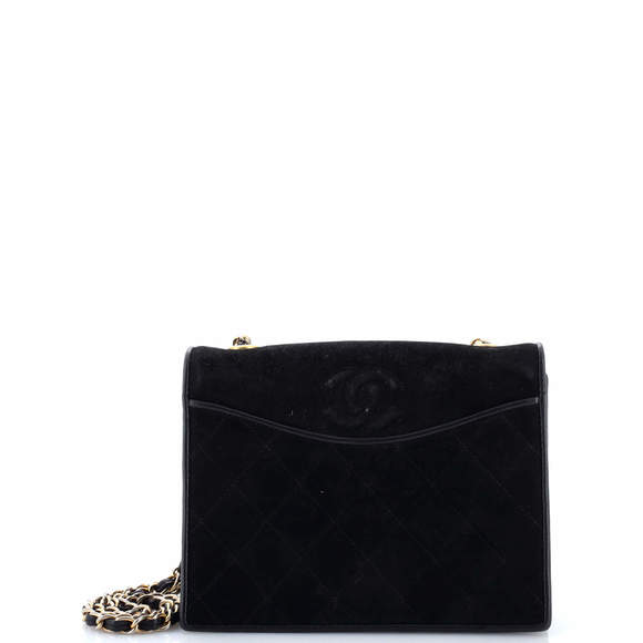 Chanel Small Vintage CC Chain Full Flap Bag Quilted Suede - Picture 1 of 7